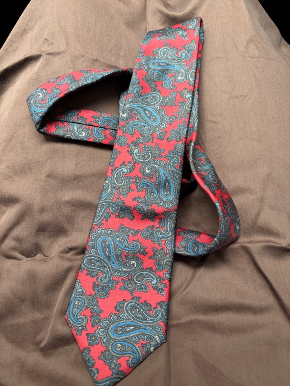 Snyder’s Damon - Red Paisley Silk Tie with Blue and Gray Accents